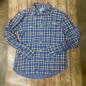 Distinctive Western Lucky Brand Sportswear Blue and White Plaid Casual Shirt